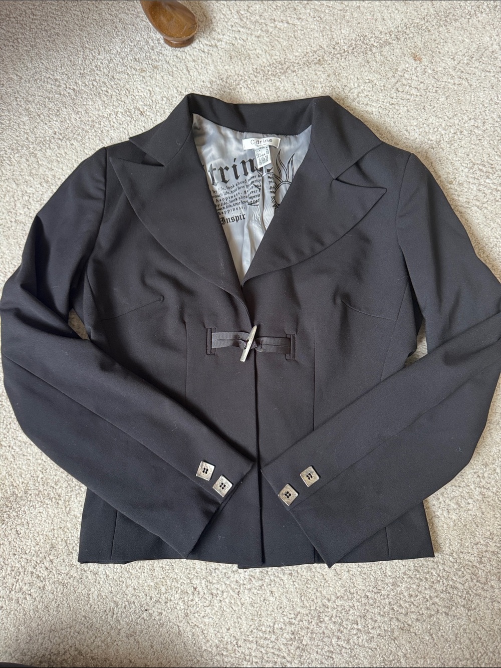 Citrine Black Tailored Toggle Blazer
